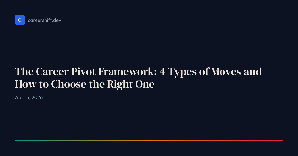 The Career Pivot Framework: 4 Types of Moves and How to Choose the ...